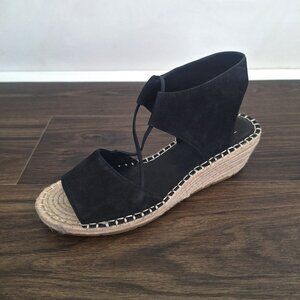 💙 Eileen Fisher Whim Suede Espadrilles Wedge Size 8 Leather Preppy Boho Cottage